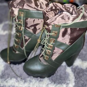 Olive green booties